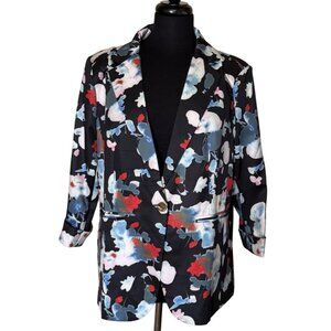 Women's Beninos Floral Single-Button Blazer Jacket Polyester Blend Size XL